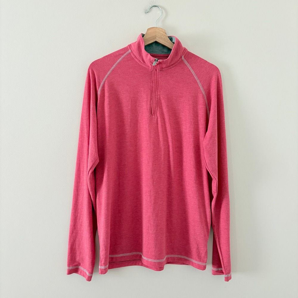 Johnnie-O Pullover Freeborne Performance M Apple Pink 1/4 Zip JMKO1600 Raglan